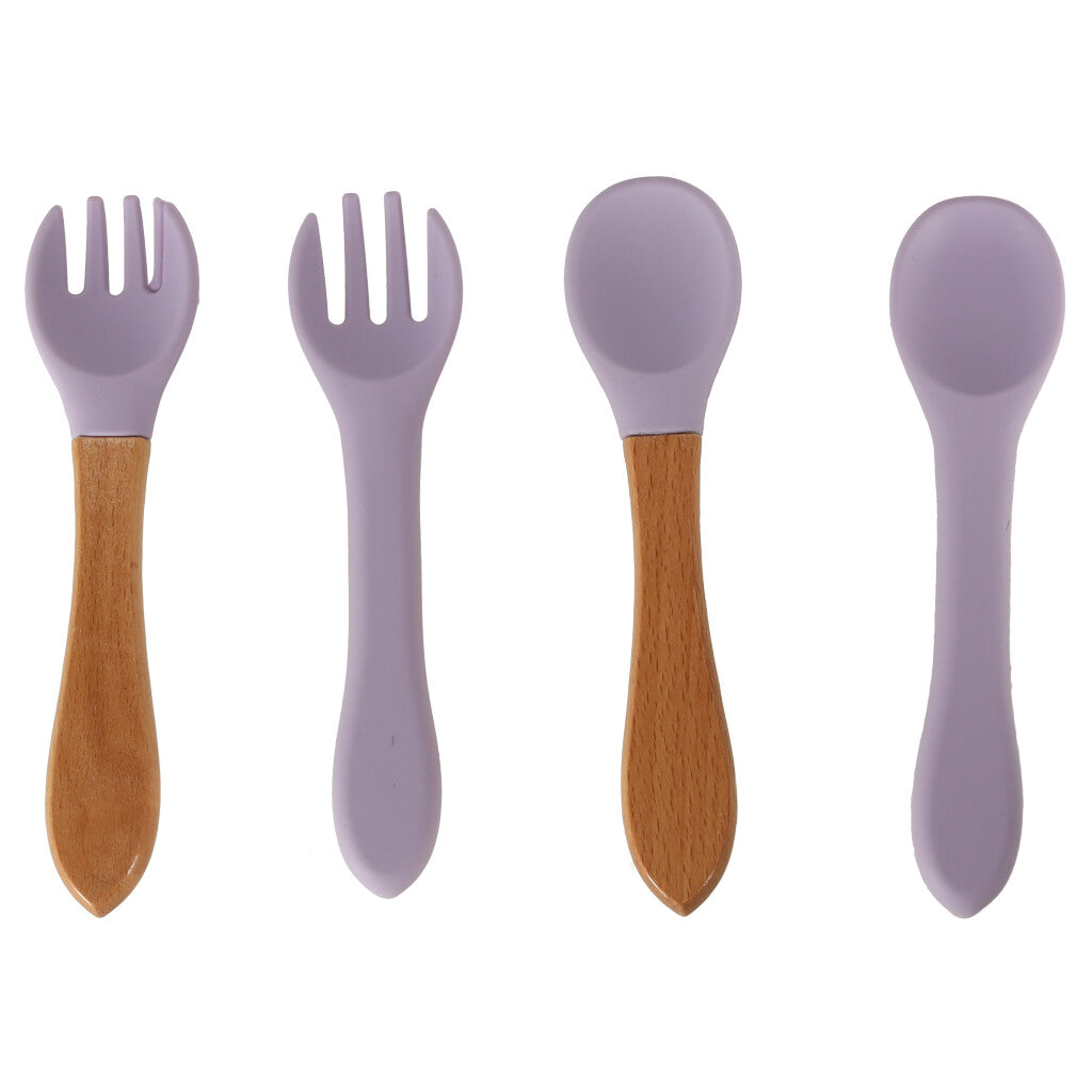 Silikonová jídelní sada pro děti – krab, 9 ks, fialová