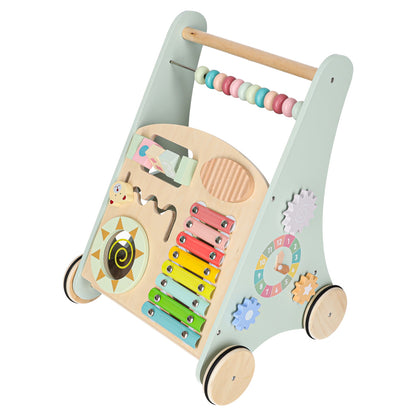 Modré dřevěné chodítko s počítadlem