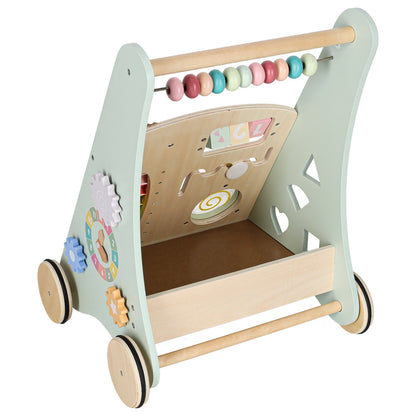 Modré dřevěné chodítko s počítadlem