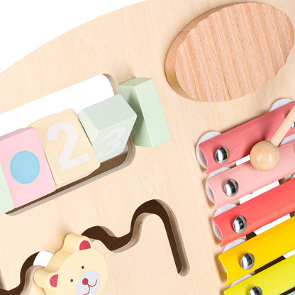 Modré dřevěné chodítko s počítadlem