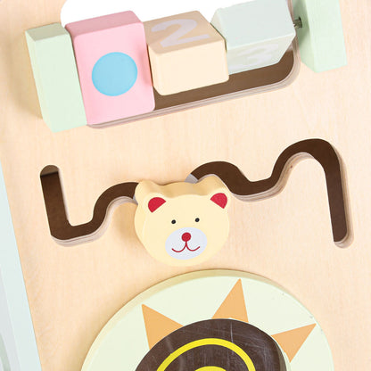 Modré dřevěné chodítko s počítadlem