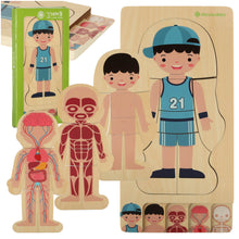 Dřevěné vrstvené puzzle – stavba lidského těla (chlapec)