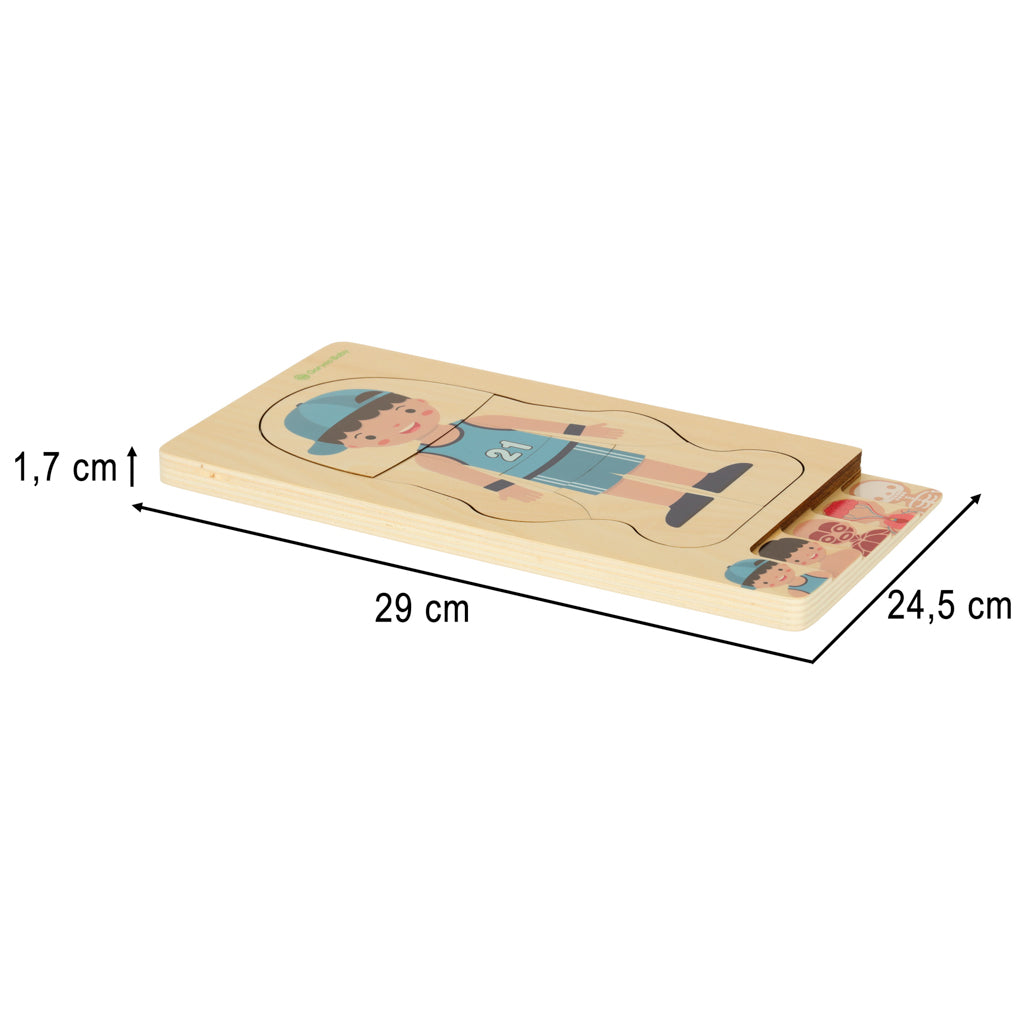 Dřevěné vrstvené puzzle – stavba lidského těla (chlapec)