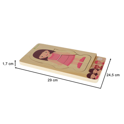 Dřevěné vrstvené puzzle – stavba lidského těla (dívka)