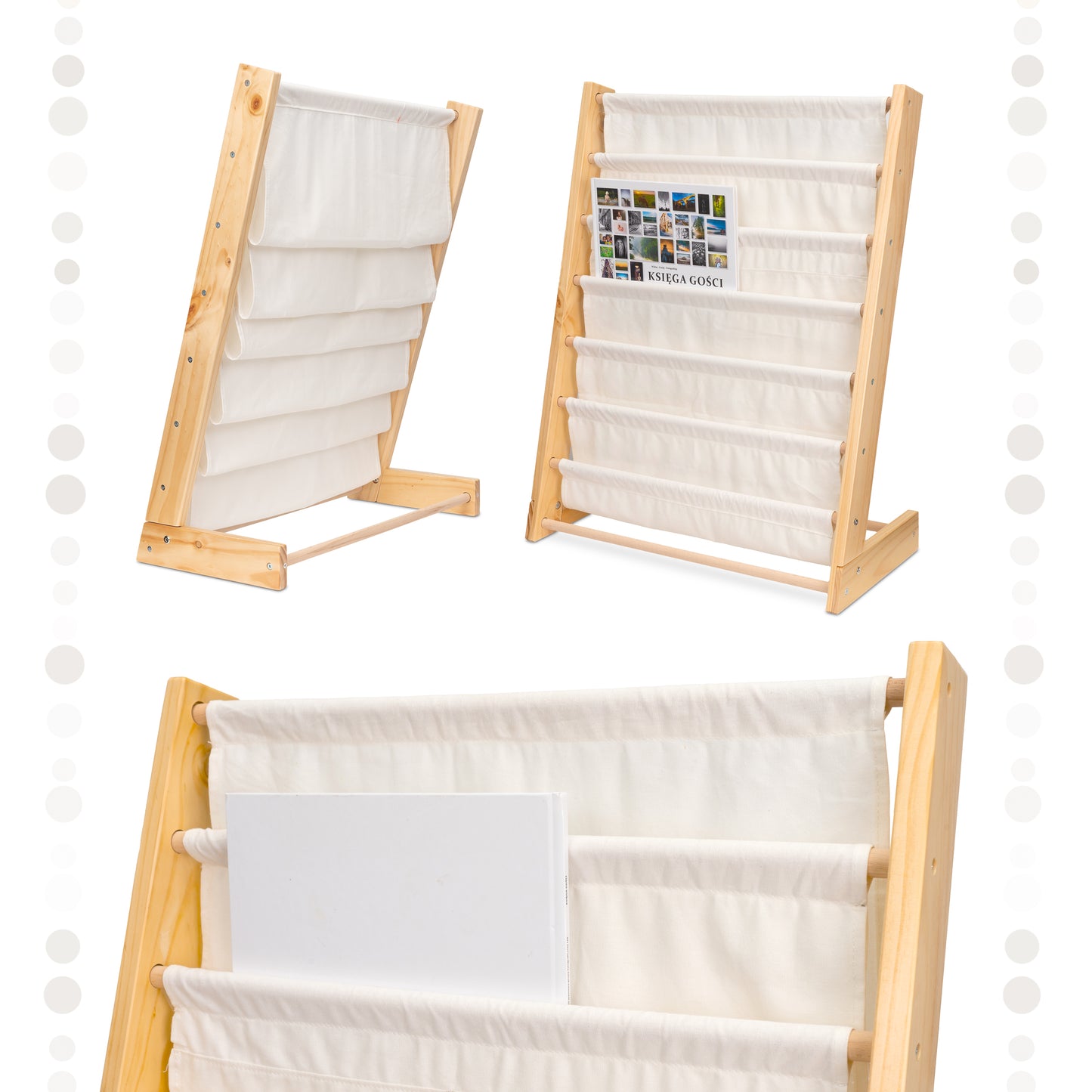 Dětský regál na knihy – Montessori knihovnička ze dřeva