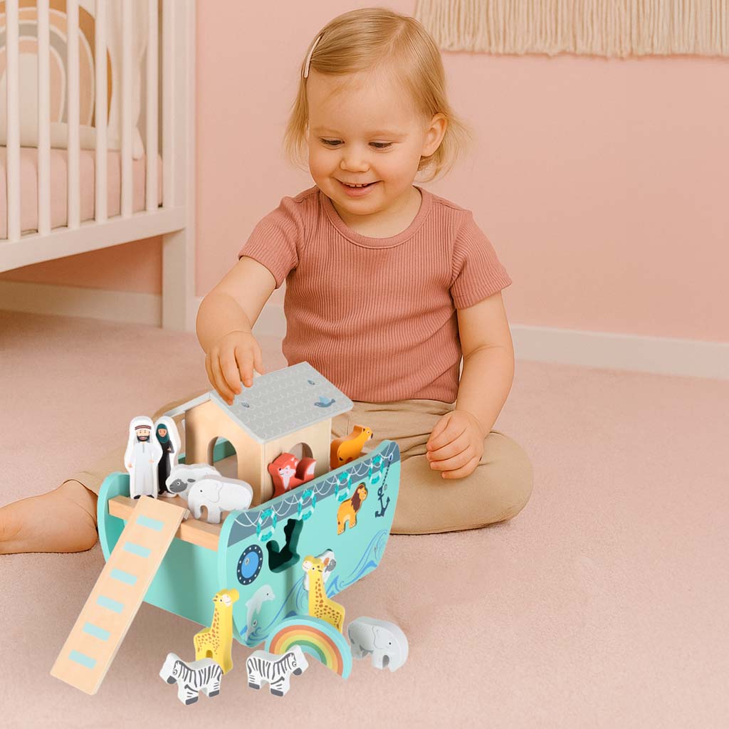 Dřevěný sorter Lulilo – Noemova archa se zvířátky (20 dílů)