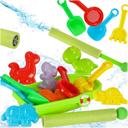 Sada hraček na písek a vodu – loďka, formičky a stříkačka (12 dílů)