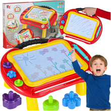 Magnetická kreslící tabulka 2v1 – stoleček se zázračným mazáním a razítky