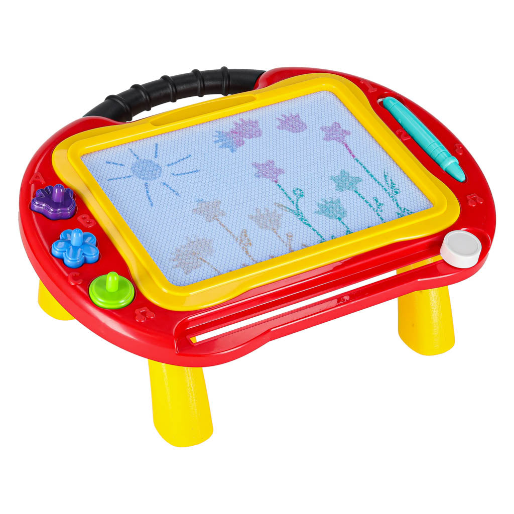 Magnetická kreslící tabulka 2v1 – stoleček se zázračným mazáním a razítky