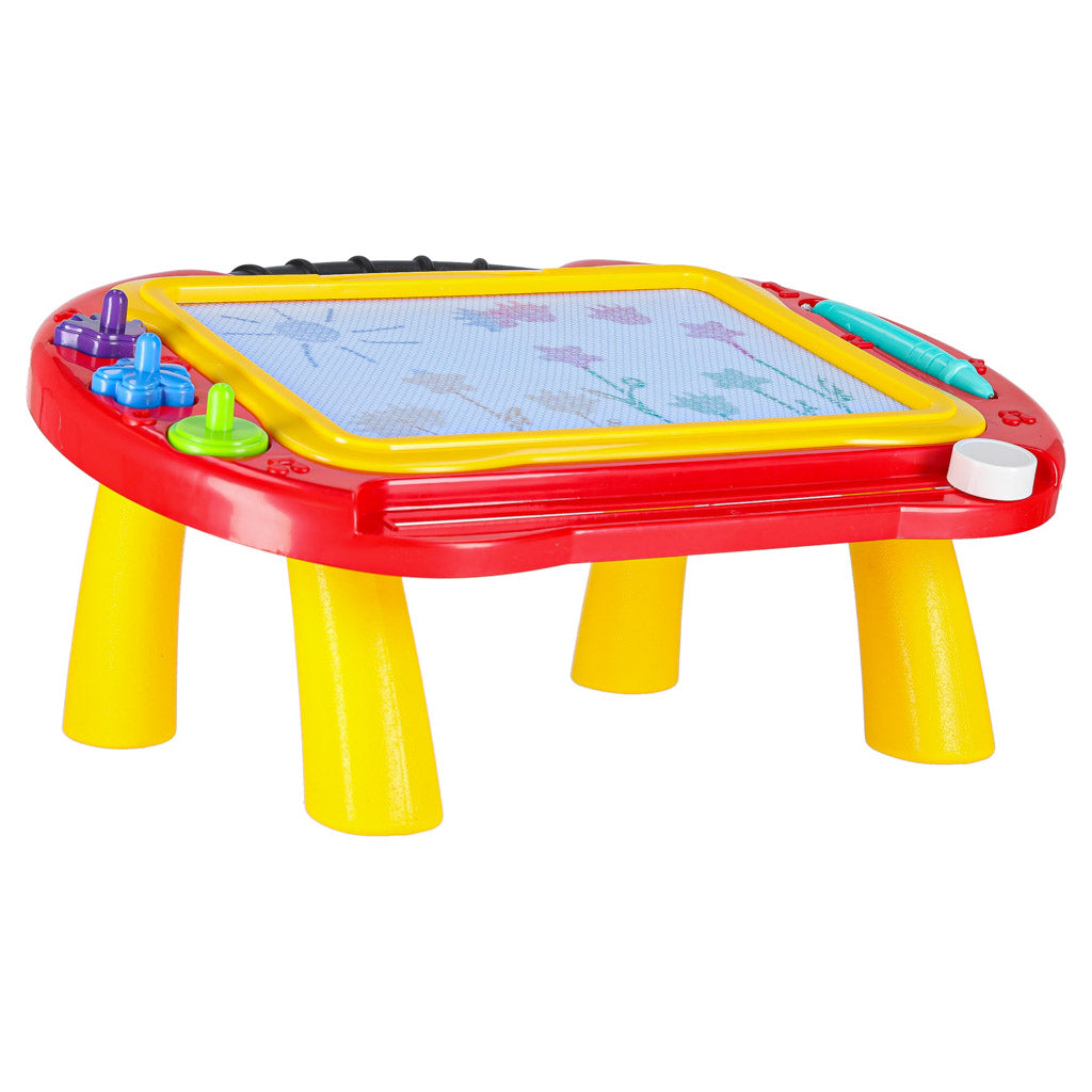 Magnetická kreslící tabulka 2v1 – stoleček se zázračným mazáním a razítky