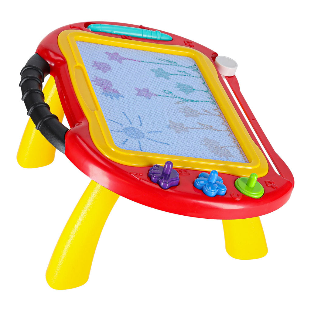 Magnetická kreslící tabulka 2v1 – stoleček se zázračným mazáním a razítky