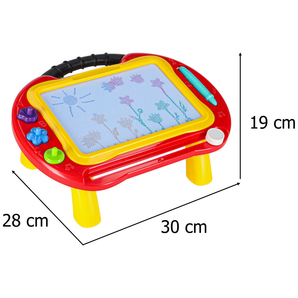 Magnetická kreslící tabulka 2v1 – stoleček se zázračným mazáním a razítky