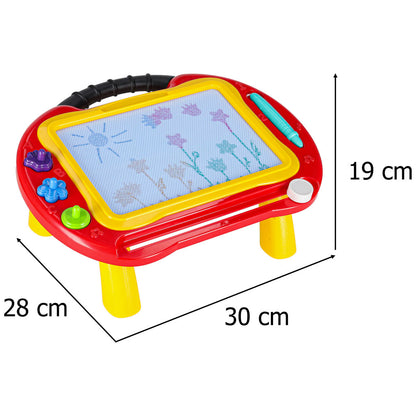 Magnetická kreslící tabulka 2v1 – stoleček se zázračným mazáním a razítky