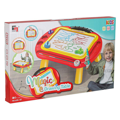 Magnetická kreslící tabulka 2v1 – stoleček se zázračným mazáním a razítky