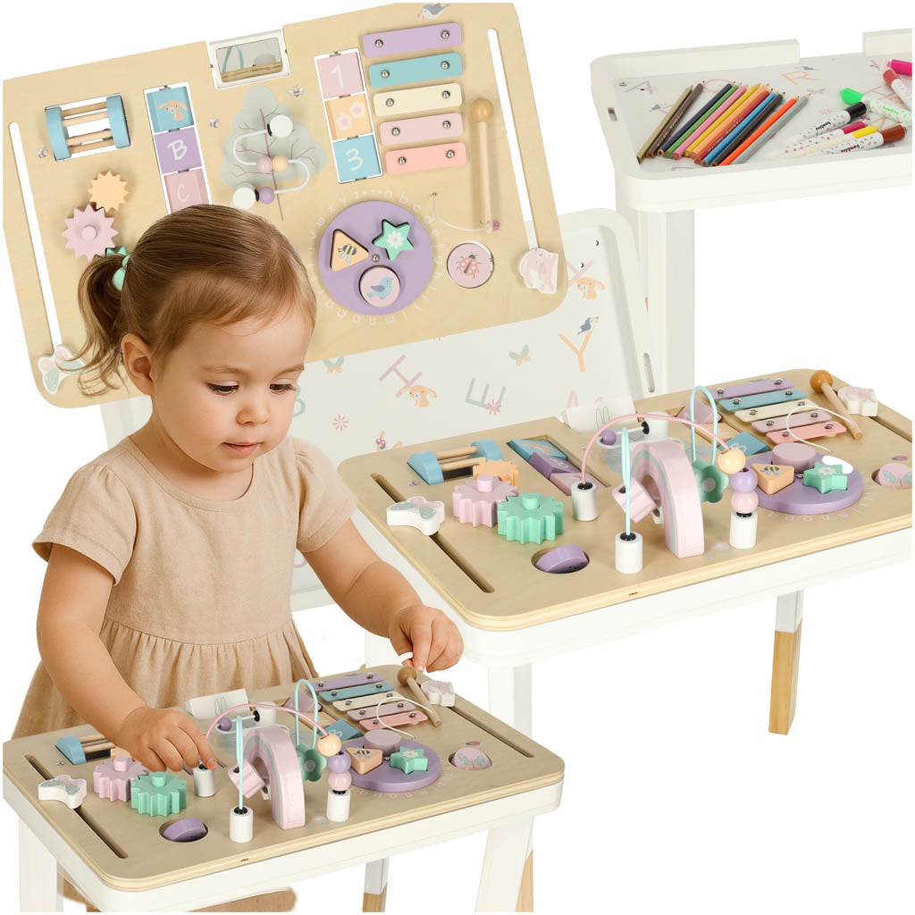 Dřevěný senzorický stolek LULILO LUDO – růžový