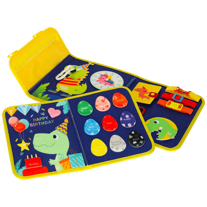 Modrá senzorická Montessori tabule – kufřík a batoh 2v1