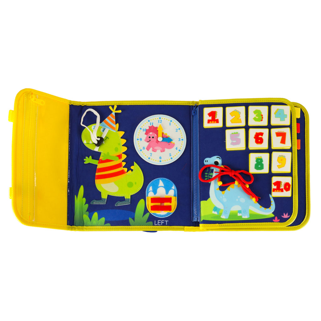 Modrá senzorická Montessori tabule – kufřík a batoh 2v1