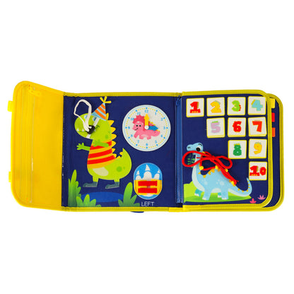 Modrá senzorická Montessori tabule – kufřík a batoh 2v1