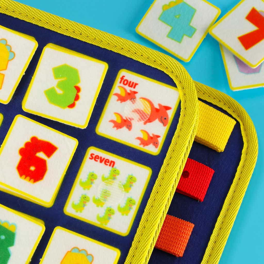 Modrá senzorická Montessori tabule – kufřík a batoh 2v1