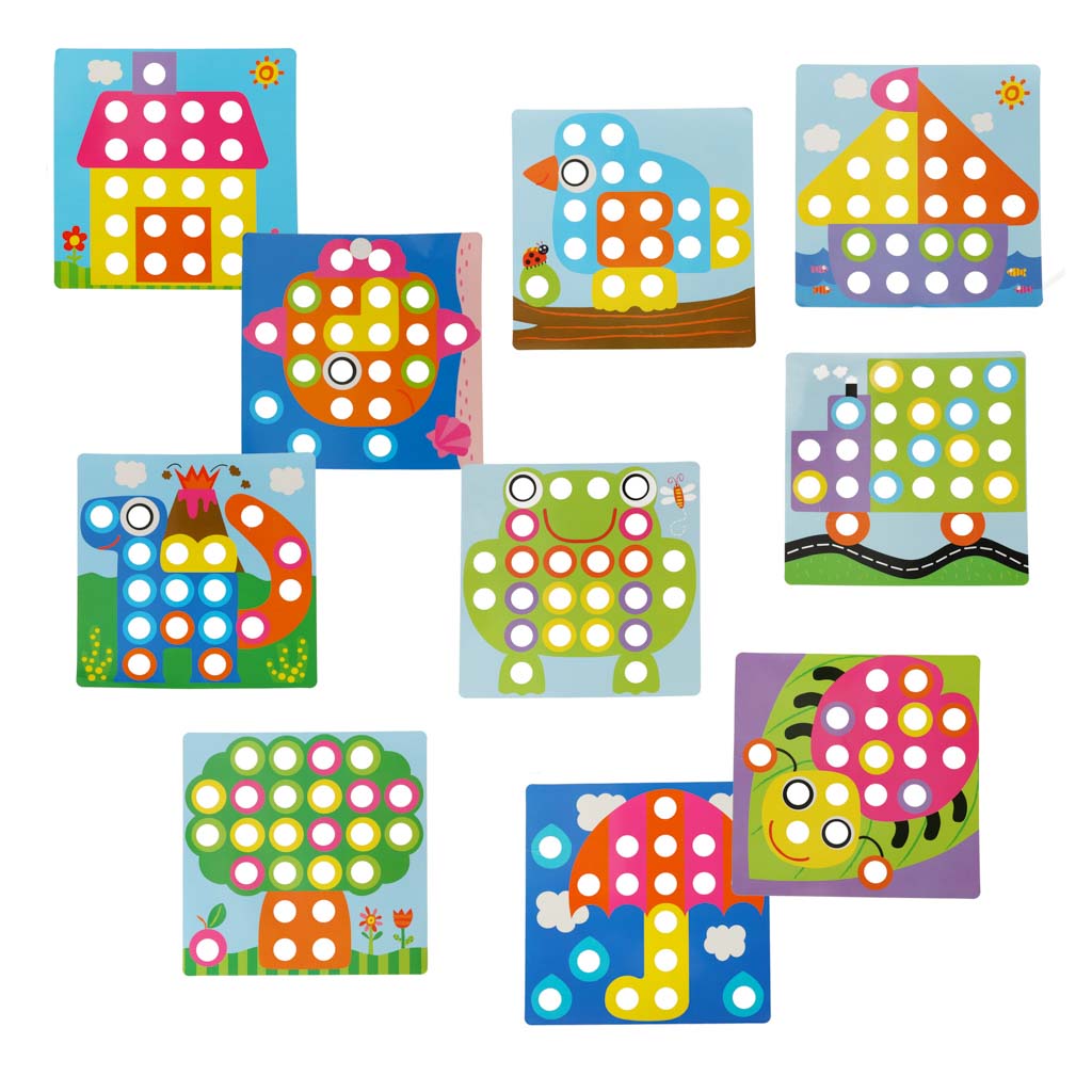 Vzdělávací mozaika s knoflíky – trénink jemné motoriky (57 dílů)