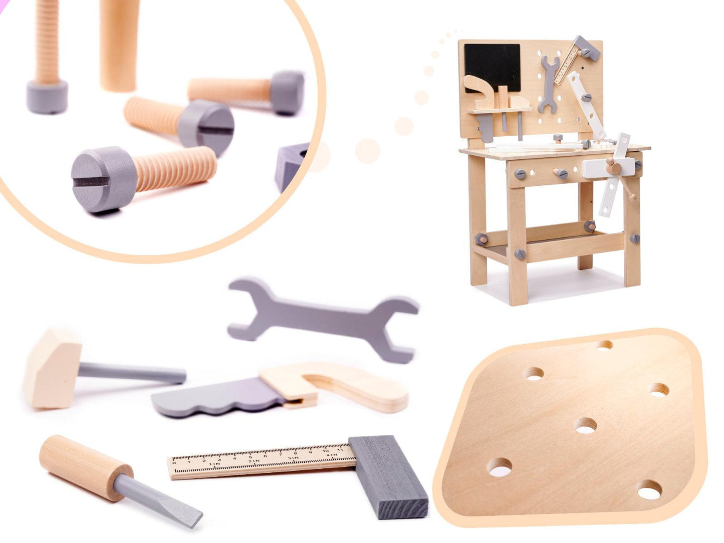 Dřevěná dílna DIY set s nářadím