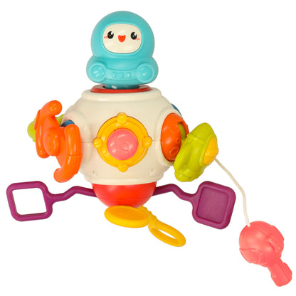 Senzorická hračka – kousátko 8v1 s manipulačními prvky a šňůrkami Bibi-Inn