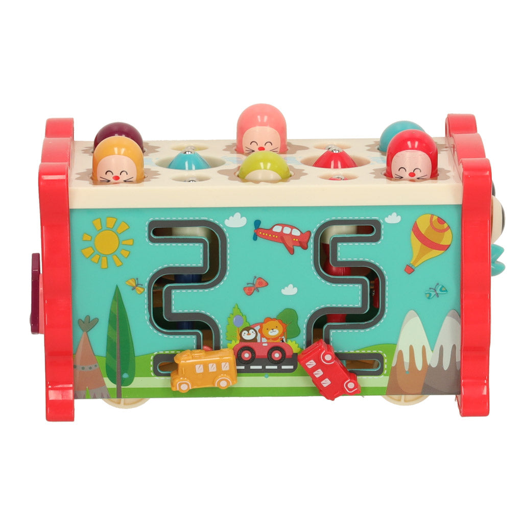 Senzorická hračka 8v1 s kladívkem Bibi-Inn – růžová